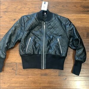 Black Bomber Jacket with Quilted Style